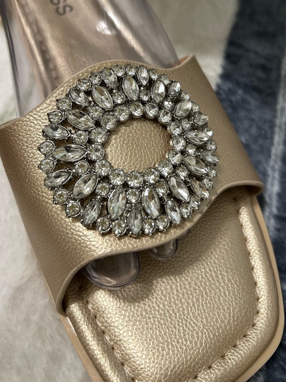 NEW BERNESS Metallic Jeweled Slide Mules -Gold, Size 9 - Picture 2 of 4